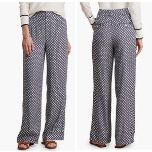NWOT Vineyard Vines Luxe Navy Geometric Floral Silk Blend Relaxed Trousers 12